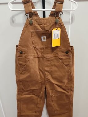 NWT Carhartt Kids' 3T Tan Brown Duck Canvas Overalls